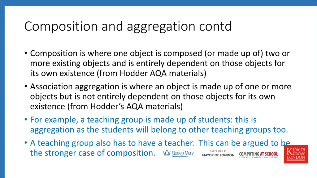 composition and aggregation contd