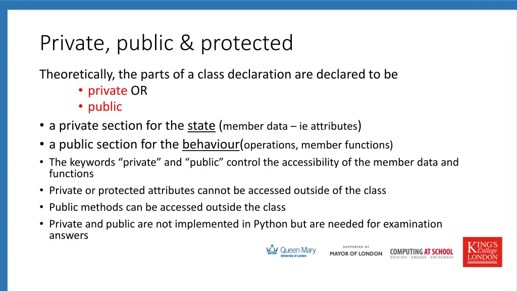 private public protected