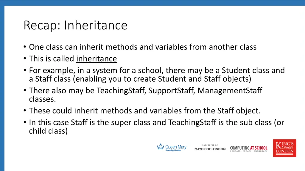 recap inheritance