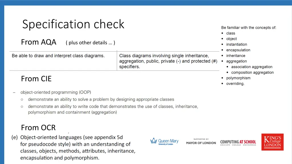 specification check