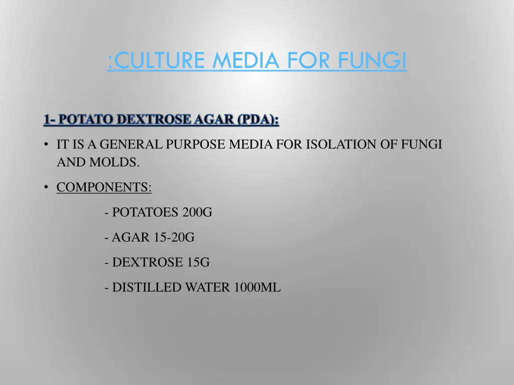 culture media for fungi