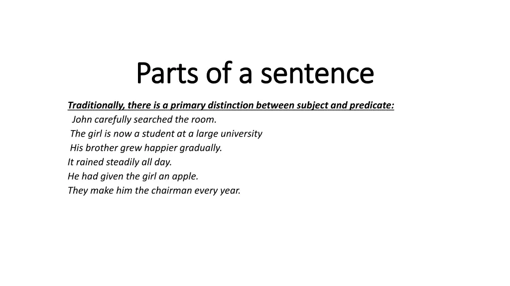 parts of a sentence parts of a sentence