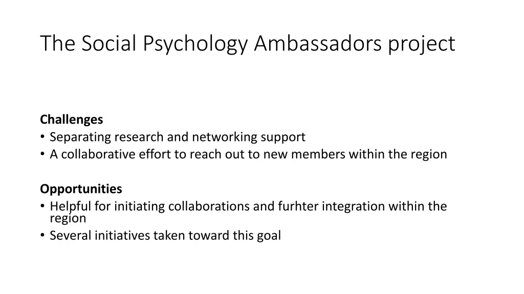 the social psychology ambassadors project