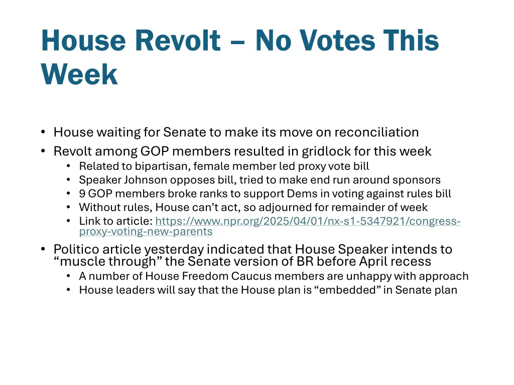 house revolt no votes this week