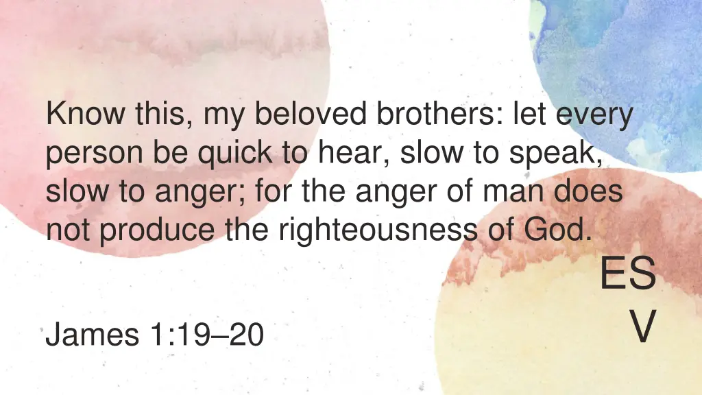 know this my beloved brothers let every person