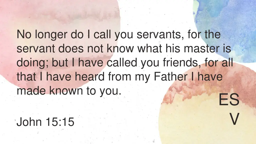 no longer do i call you servants for the servant