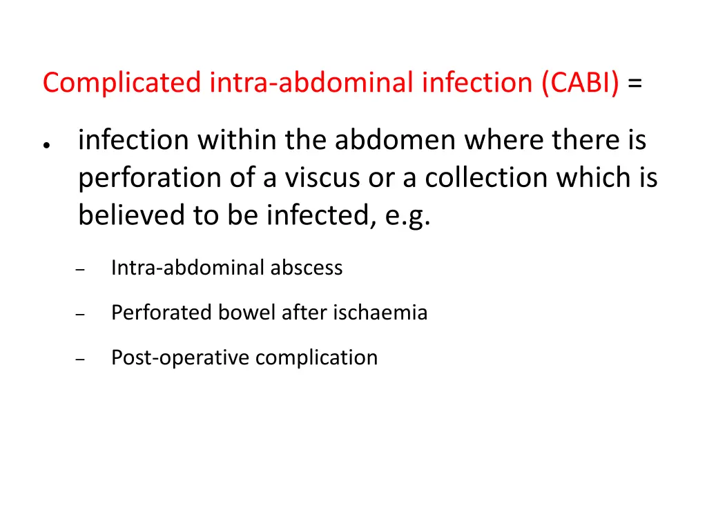complicated intra abdominal infection cabi
