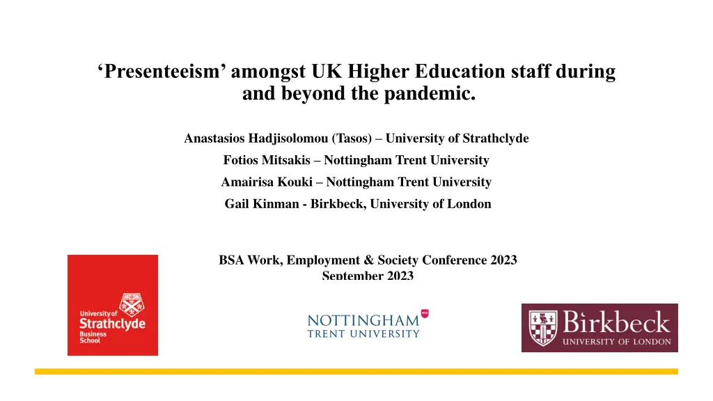 presenteeism amongst uk higher education staff