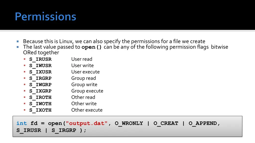 because this is linux we can also specify