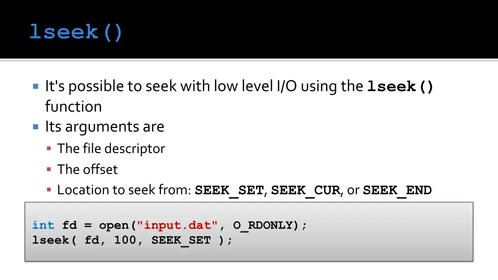 it s possible to seek with low level i o using