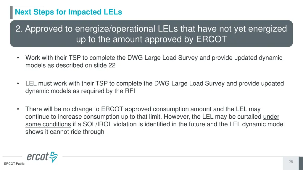next steps for impacted lels 1
