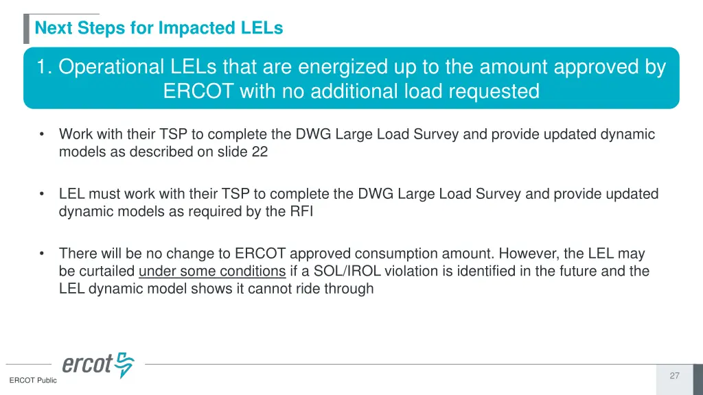 next steps for impacted lels