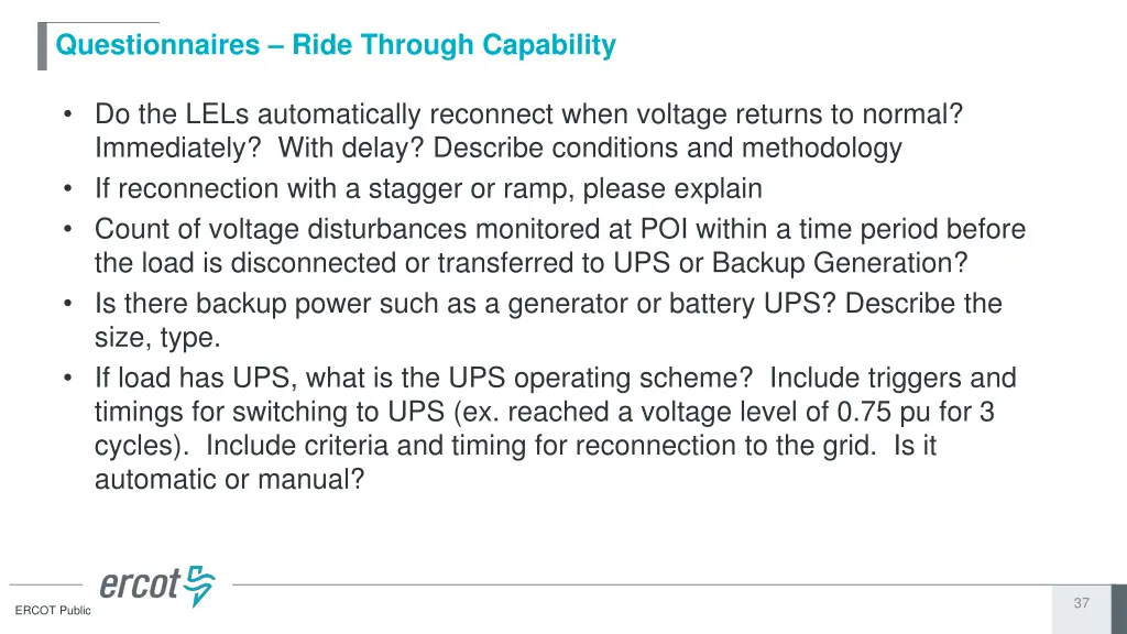questionnaires ride through capability 1