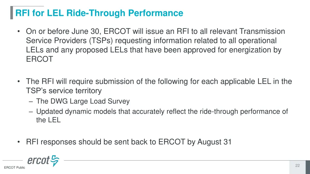 rfi for lel ride through performance