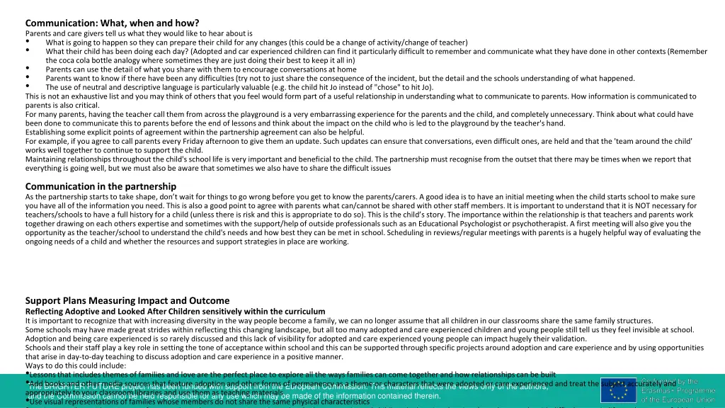communication what when and how parents and care