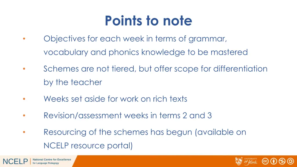 points to note