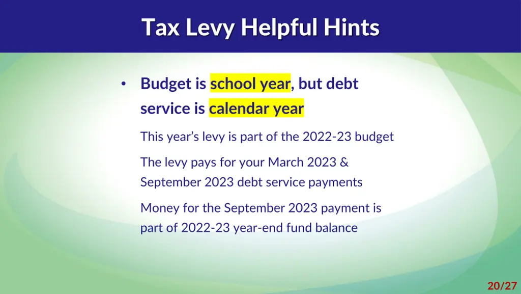 tax levy helpful hints 1