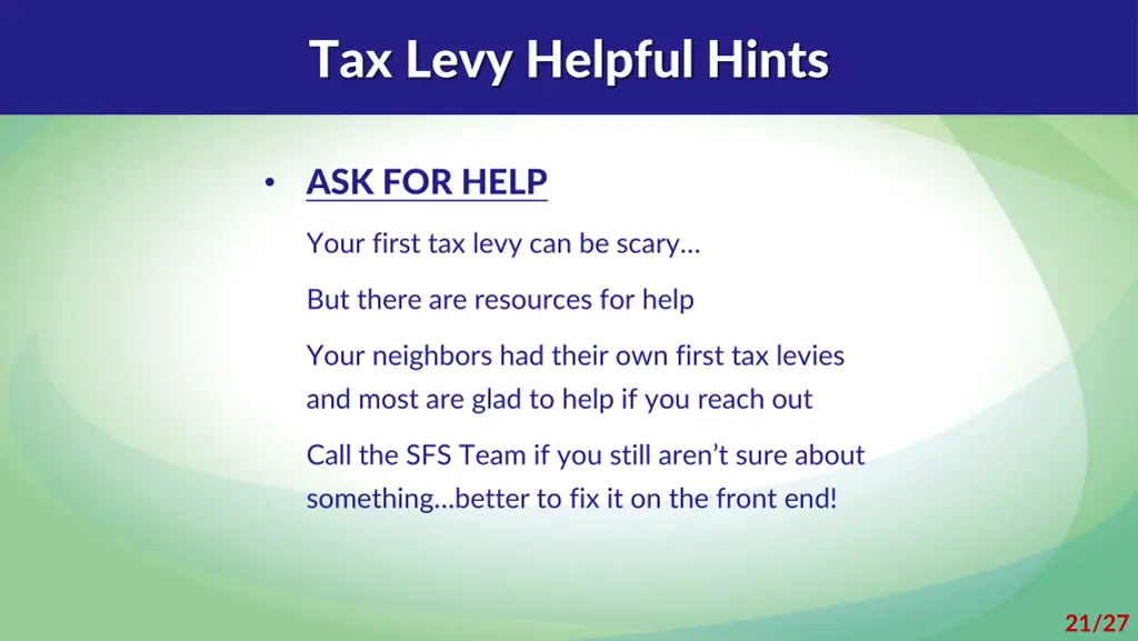 tax levy helpful hints 2