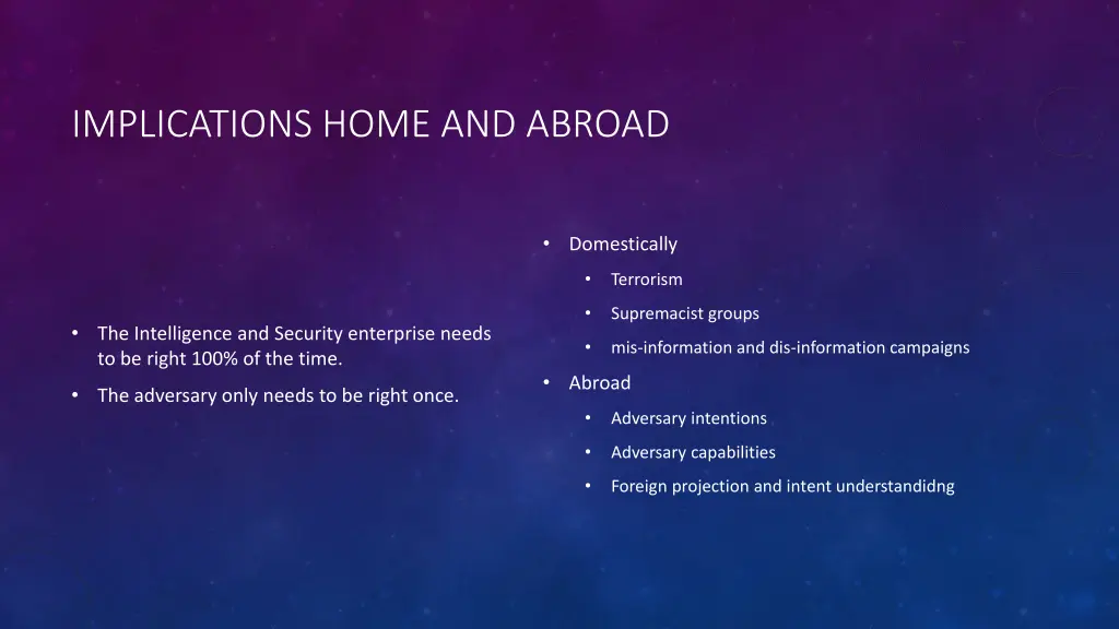 implications home and abroad