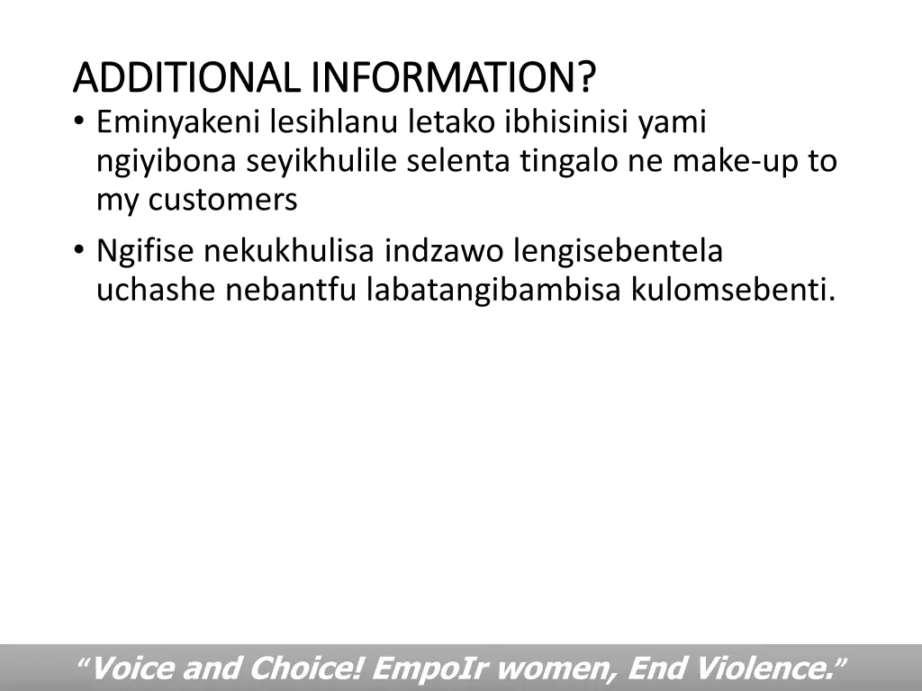 additional information additional information