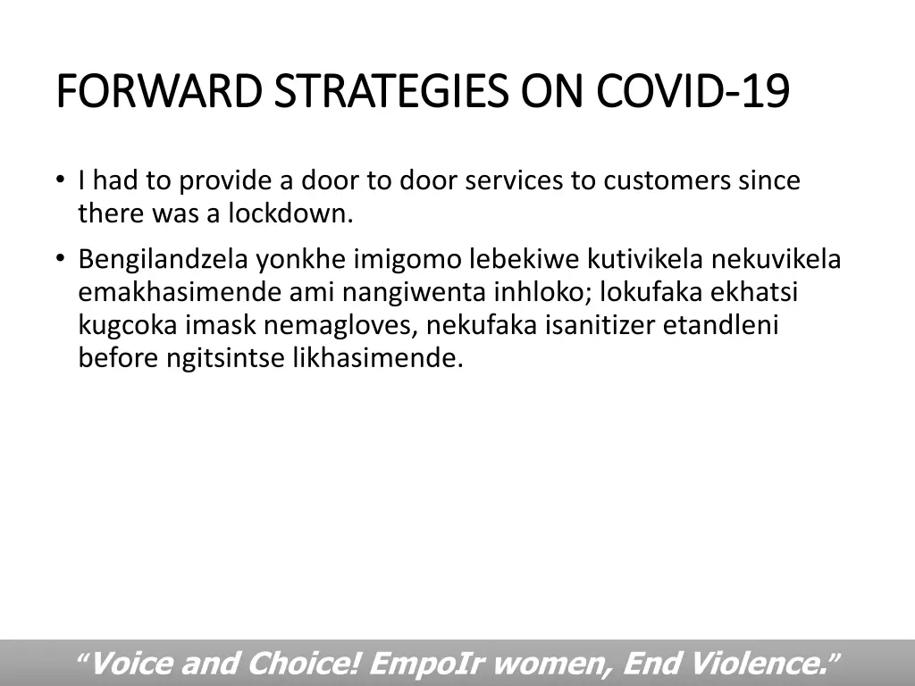 forward forward strategies on covid strategies