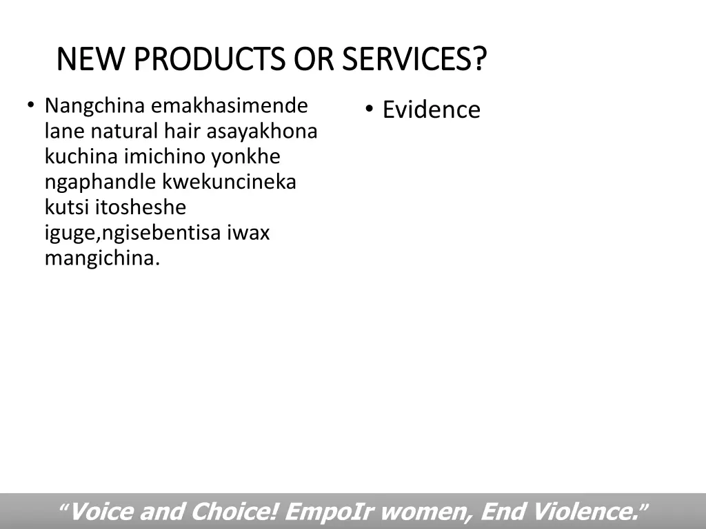 new products or services new products or services