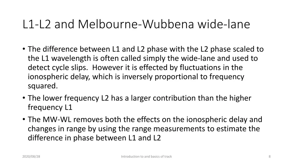 l1 l2 and melbourne wubbena wide lane
