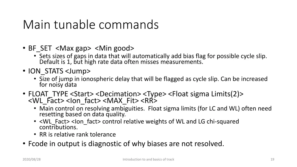 main tunable commands