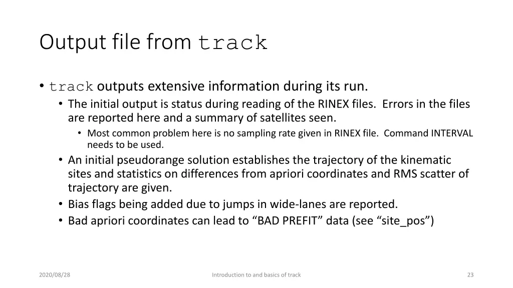 output file from track