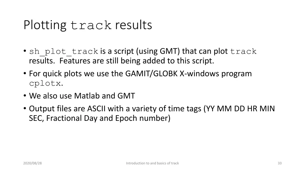 plotting track results