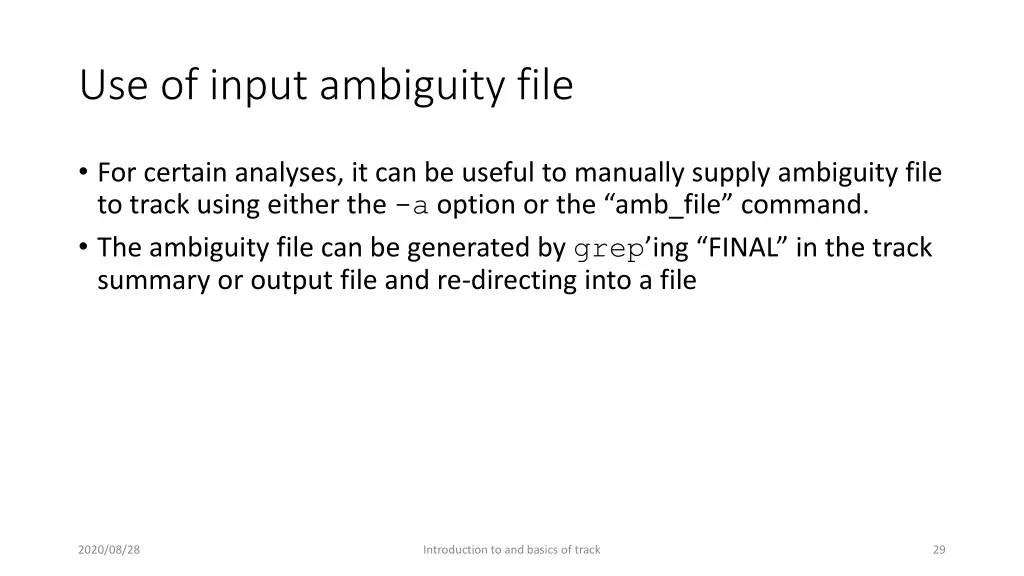 use of input ambiguity file