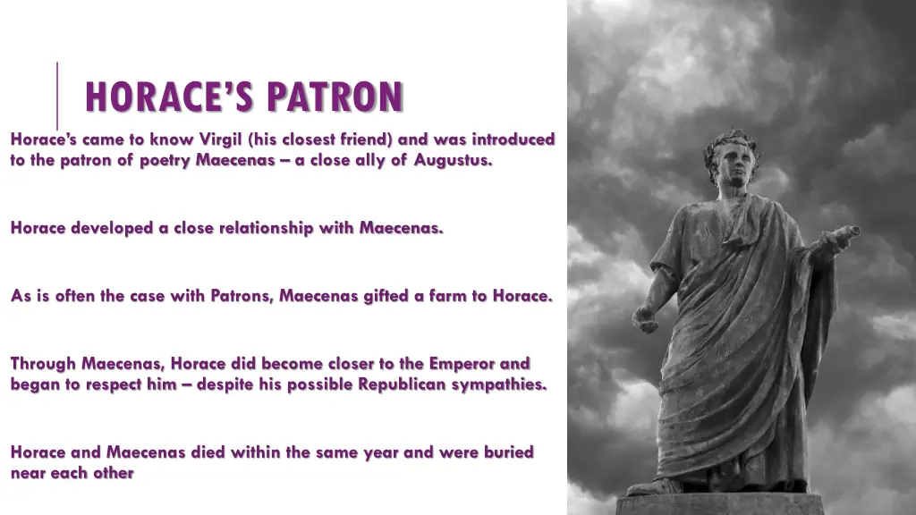 horace s patron horace s came to know virgil