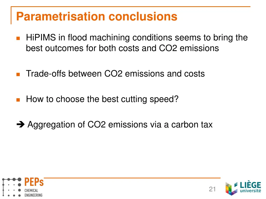 parametrisation conclusions
