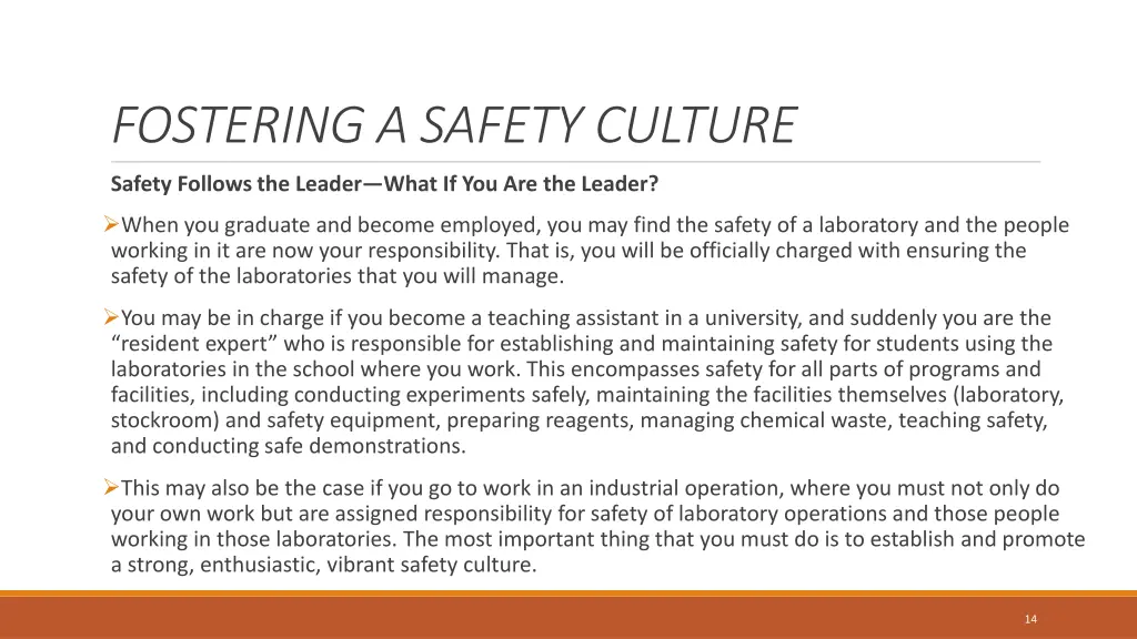 fostering a safety culture
