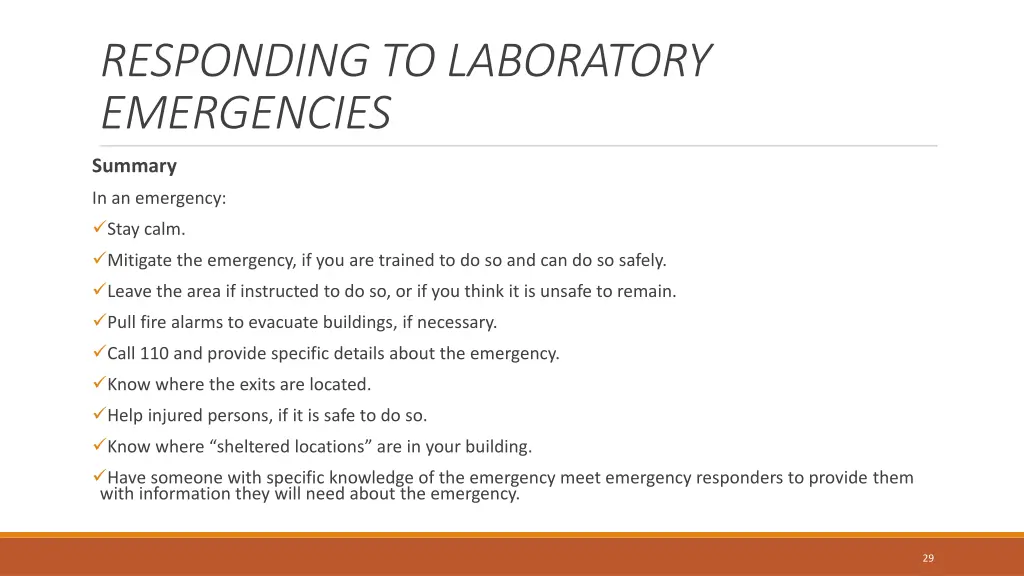 responding to laboratory emergencies 11