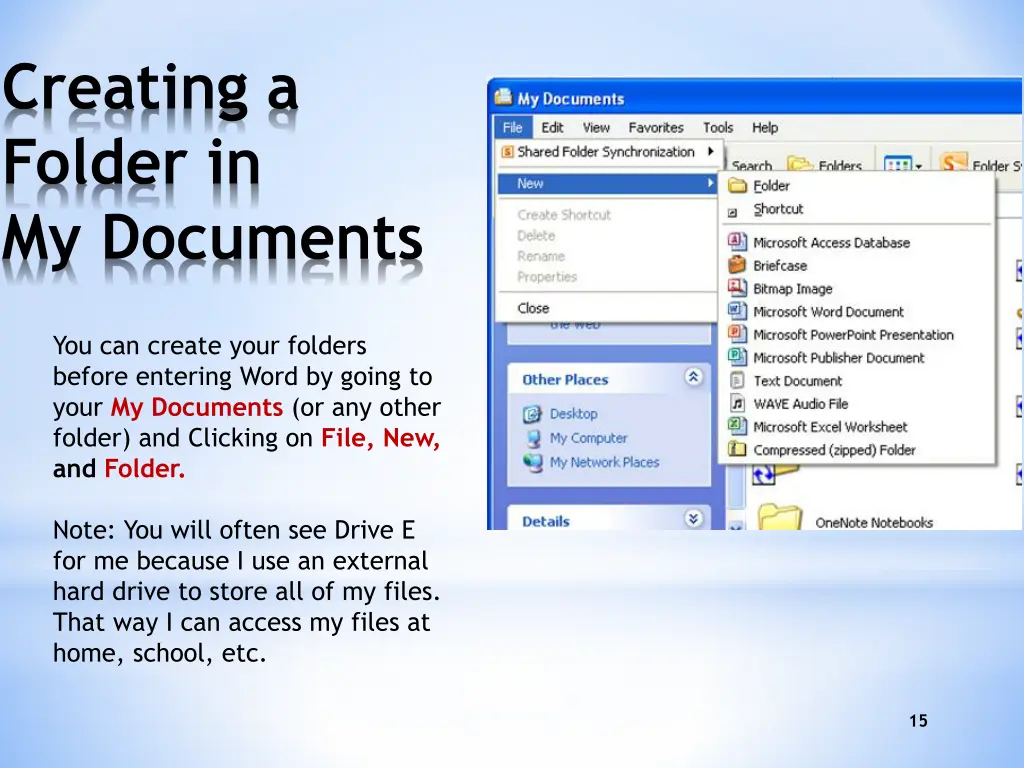 creating a folder in my documents