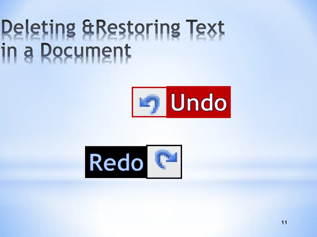 deleting restoring text in a document
