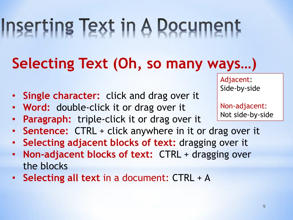 inserting text in a document 1