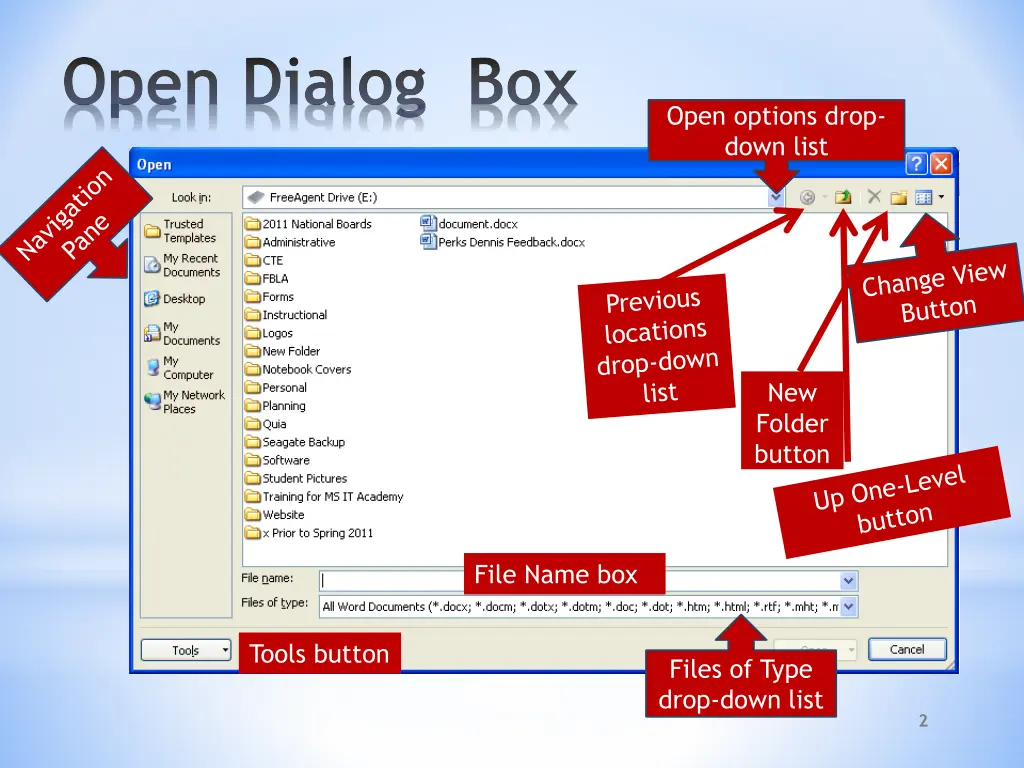 open dialog box