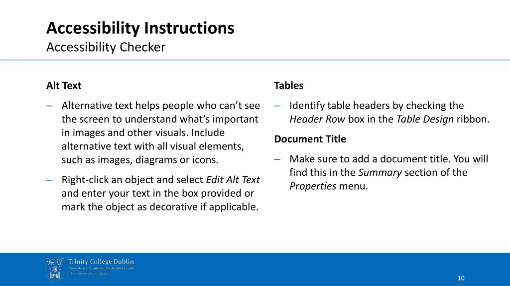accessibility instructions accessibility checker 2
