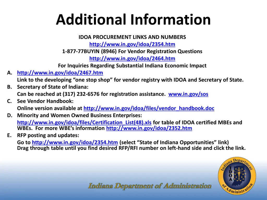 additional information