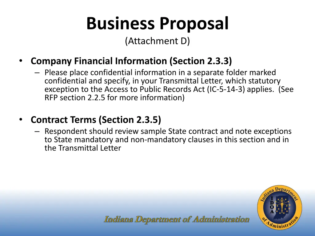 business proposal attachment d