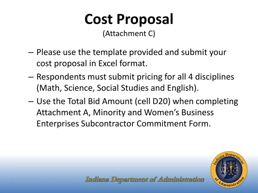 cost proposal attachment c