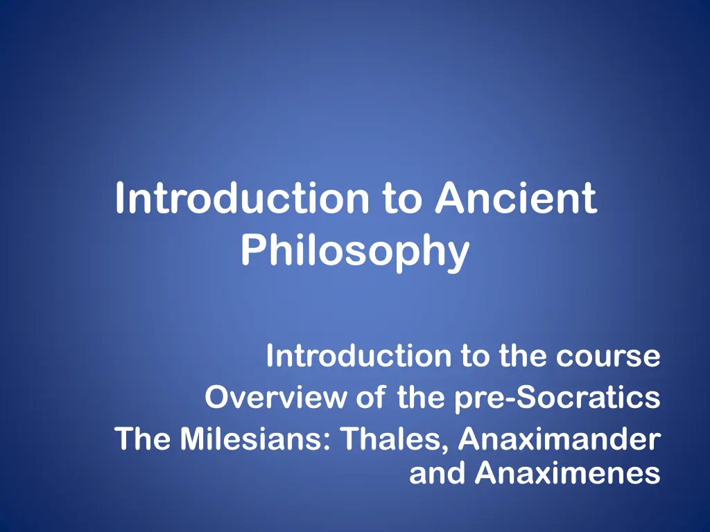 introduction to ancient philosophy