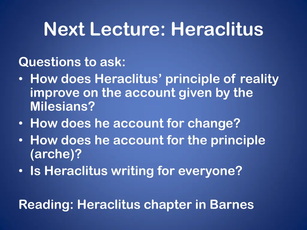 next lecture heraclitus