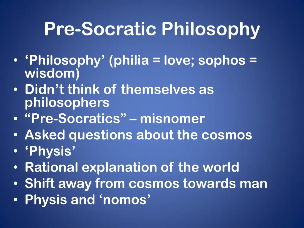 pre socratic philosophy