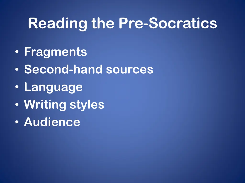 reading the pre socratics