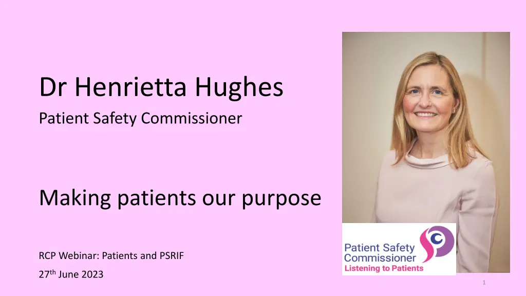 dr henrietta hughes patient safety commissioner