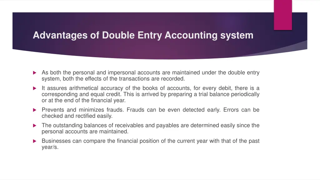 advantages of double entry accounting system