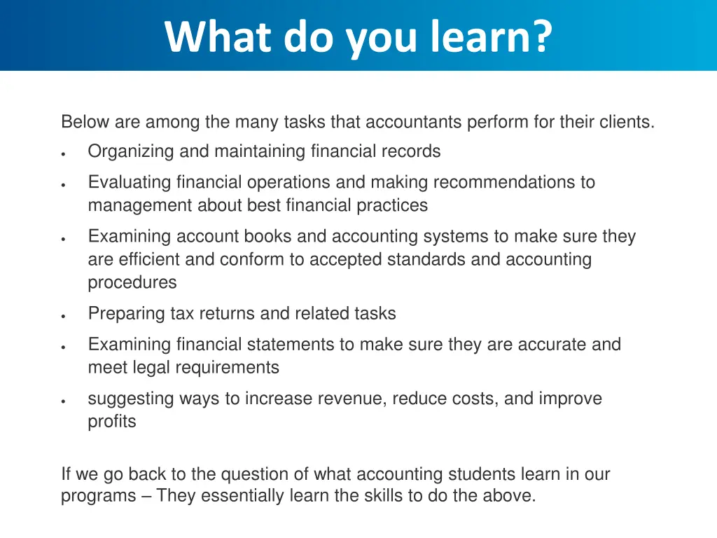 what do you learn